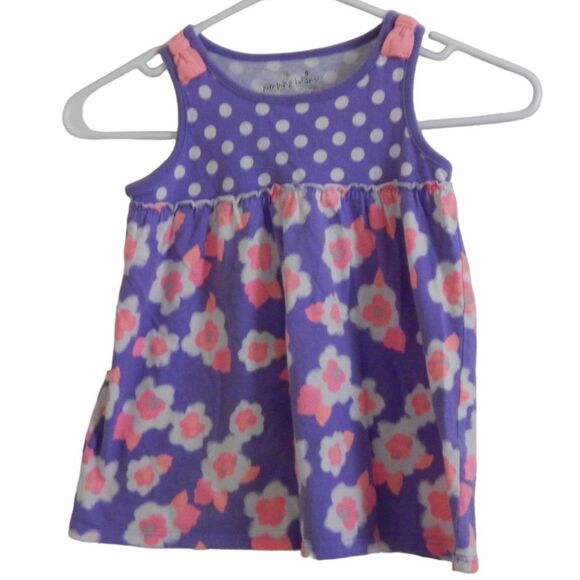JUMPING BEANS girls size 5 100% cotton purple polka dot floral tank top - Picture 1 of 8